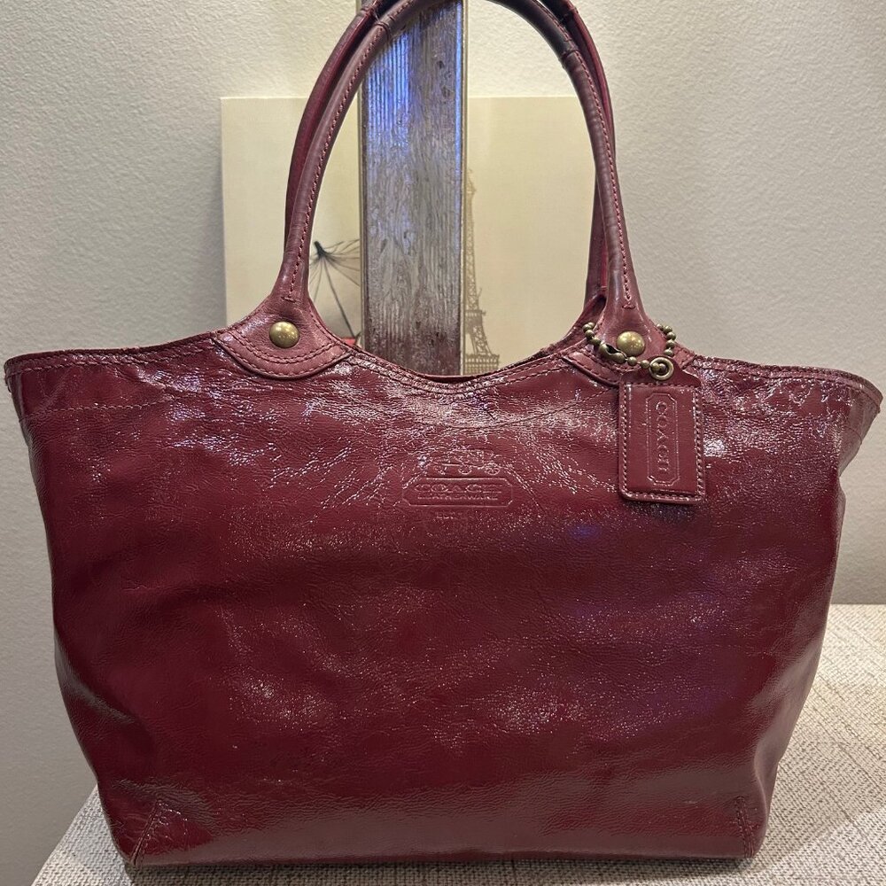 The Coach Bleecker Patent Calf Leather Shopper Tote Bag